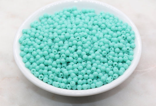 4mm Aqua Green Round Beads, Acrylic Gumball Beads, Round Spacer Beads, Bubblegum Beads, Plastic Round Smooth Bead, Bracelet Beads #1319