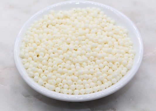 4mm Ivory Round Beads, Acrylic Gumball Beads, Round Spacer Beads, Bubblegum Beads, Plastic Round Smooth Bead, Bracelet Beads #991