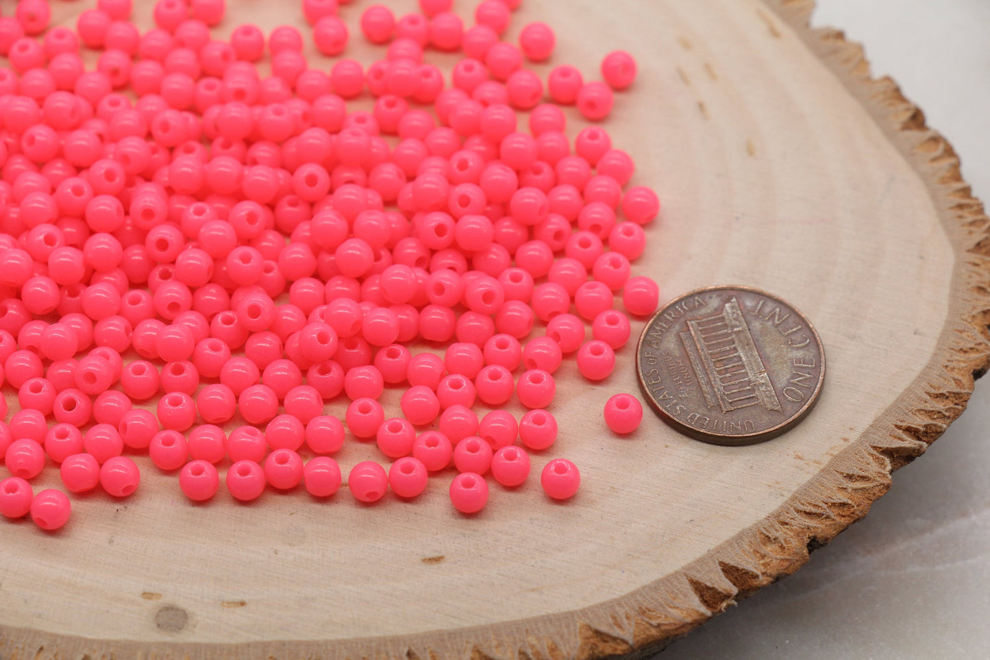 4mm Neon Pink Round Beads, Acrylic Gumball Beads, Round Spacer Beads, Bubblegum Beads, Plastic Round Smooth Bead, Bracelet Beads #712