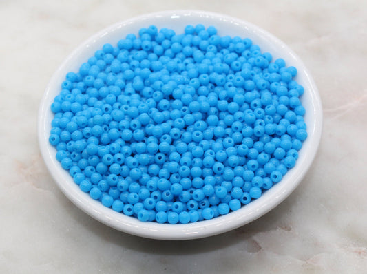 4mm Blue Round Beads, Blue Acrylic Gumball Beads, Round Spacer Beads, Bubblegum Beads, Plastic Round Smooth Bead, Bracelet Beads #1437
