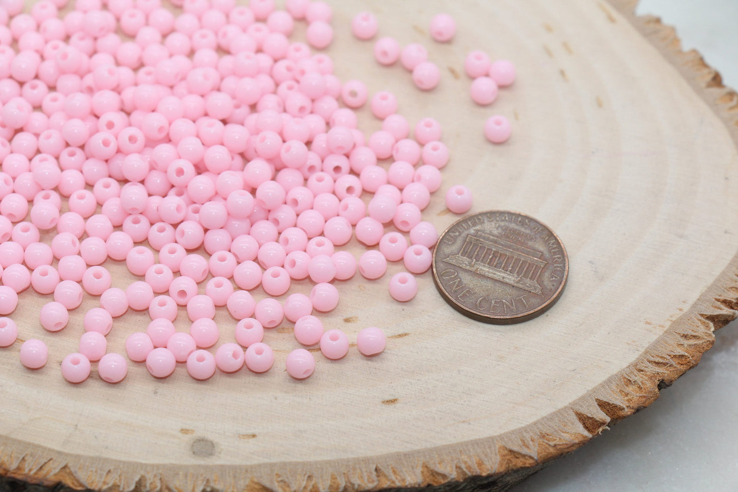 4mm Pink Round Beads, Acrylic Gumball Beads, Round Spacer Beads, Bubblegum Beads, Plastic Round Smooth Bead, Bracelet Beads #3130