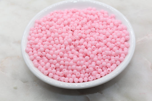 4mm Pink Round Beads, Acrylic Gumball Beads, Round Spacer Beads, Bubblegum Beads, Plastic Round Smooth Bead, Bracelet Beads #3130