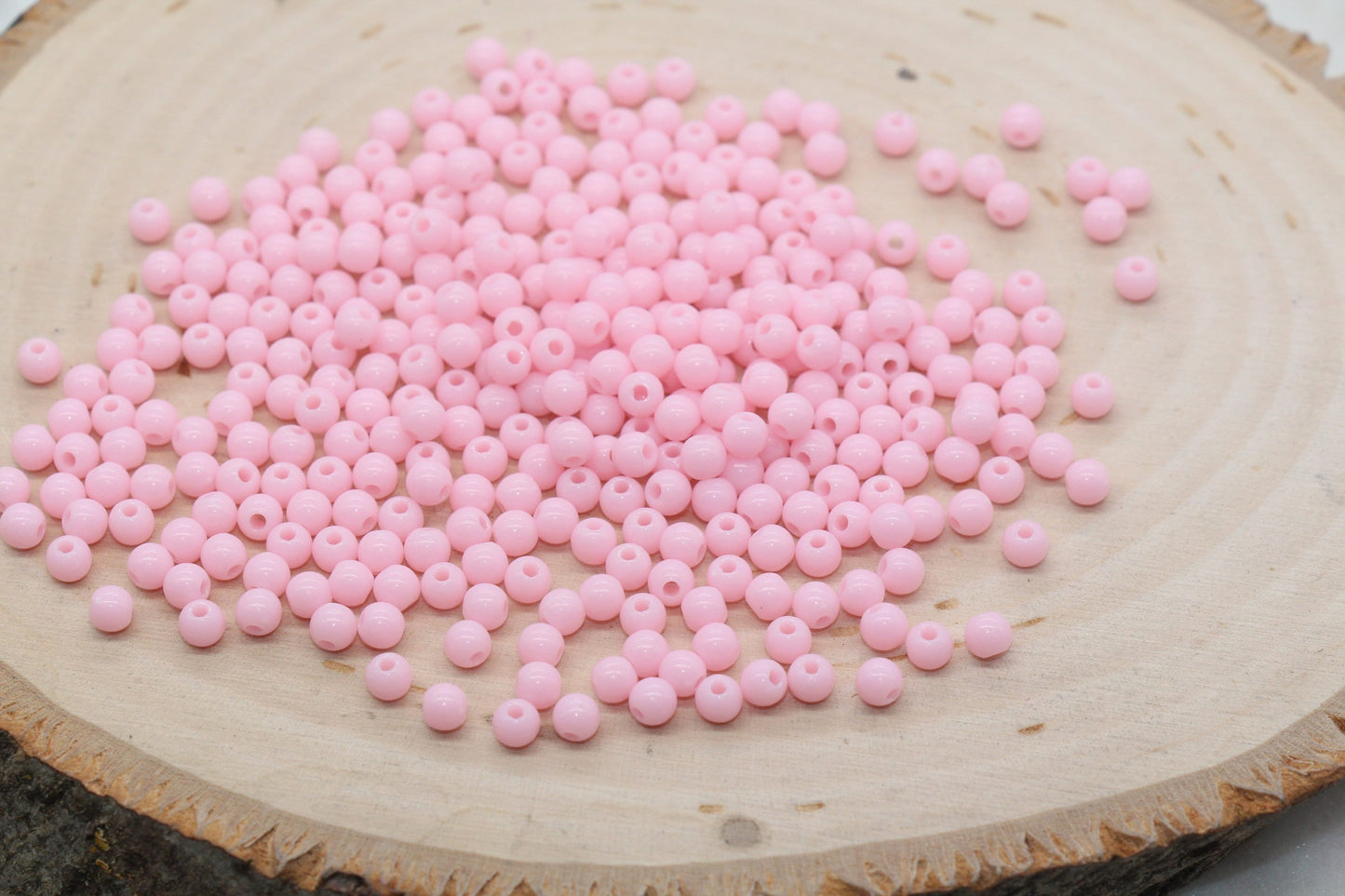 4mm Pink Round Beads, Acrylic Gumball Beads, Round Spacer Beads, Bubblegum Beads, Plastic Round Smooth Bead, Bracelet Beads #3130