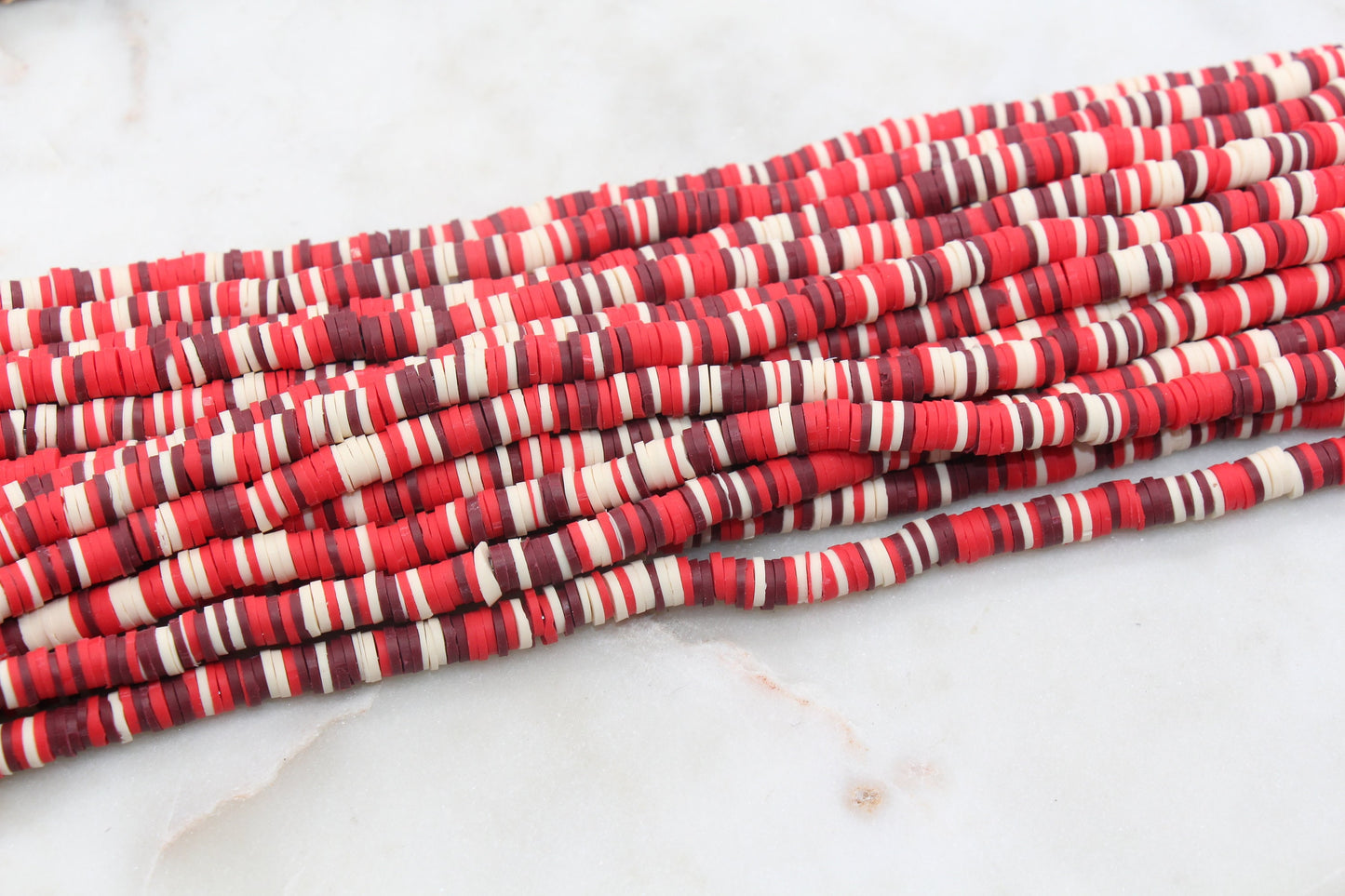 6mm Multicolor Heishi Beads, Red Mix Polymer Clay Disc Beads, African Disc Beads, Vinyl Heishi, Jewelry Making Beads, Full Strand #514