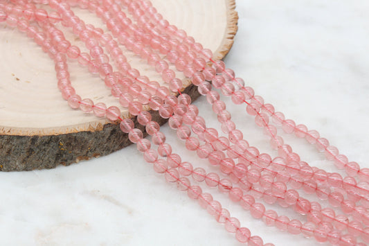 Cherry Quartz Beads, Gemstone Round Beads, Size 4mm 6mm 8mm 10mm 12mm, Full Strand 15.5 inch #159