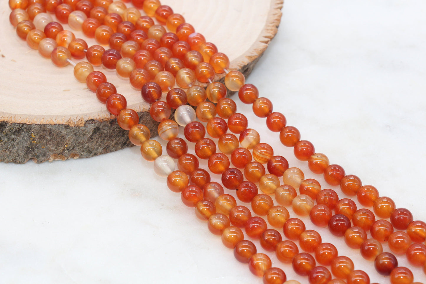 Orange Red Agate Beads, Agate Gemstone Smooth Round Beads, Jewelry Making Beads, Size 4mm 6mm 8mm 10mm 12mm, #82