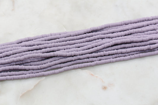 4mm Dusty Purple Heishi Beads, Purple Vinyl Heishi Beads, Polymer Clay Disc Beads, African Disc Beads, Vinyl Heishi, Full Strand #571
