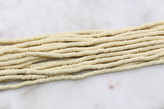 4mm Butter Yellow Heishi Beads, Yellow Polymer Clay Disc Beads, African Disc Beads, Vinyl Heishi, Full Strand, Jewelry Making Beads #581