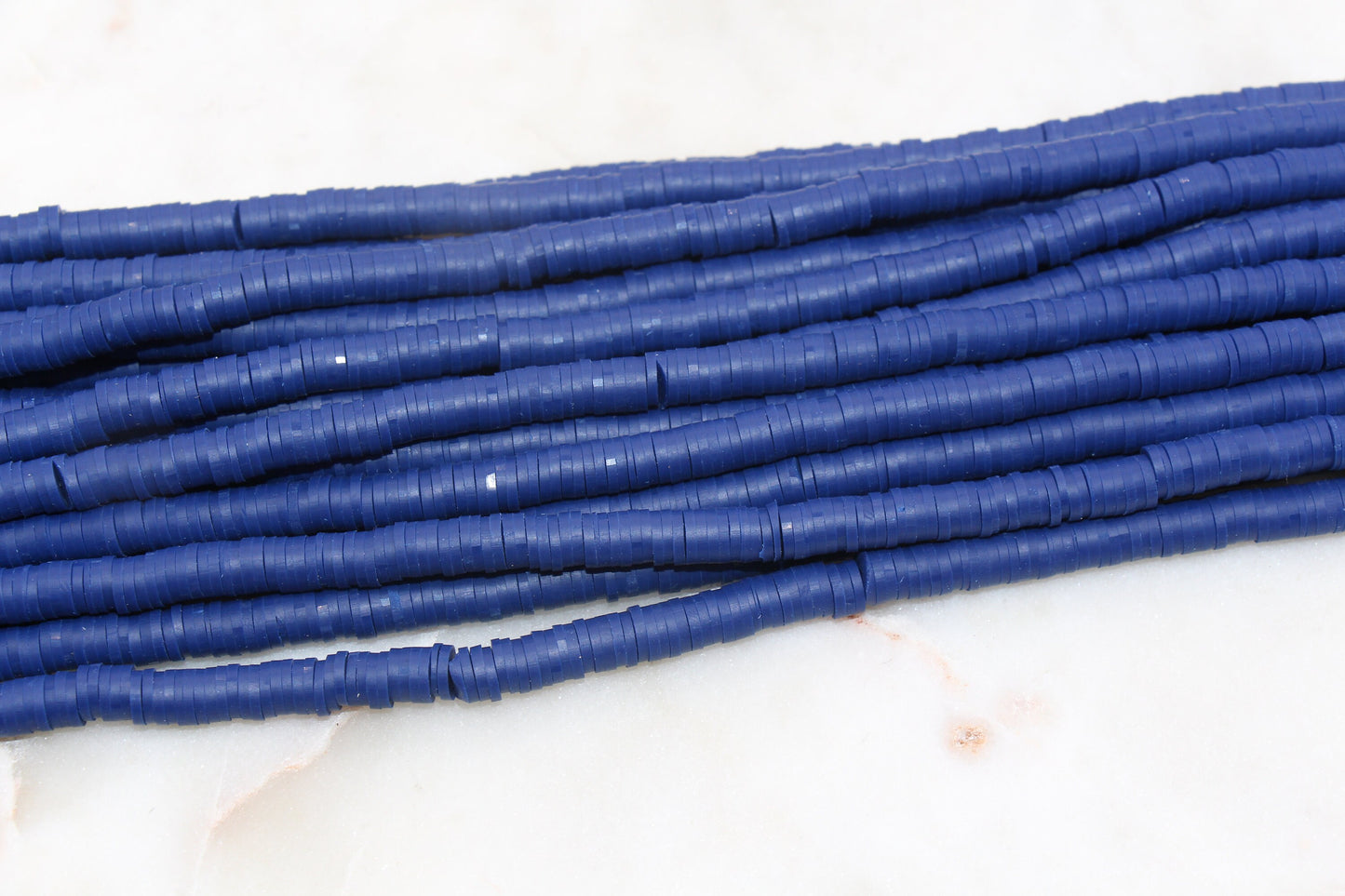 6mm Navy Blue Heishi Beads, Vinyl Beads, Polymer Clay Disc Beads, African Disc Beads, Jewelry Making Beads, Full Strand #589