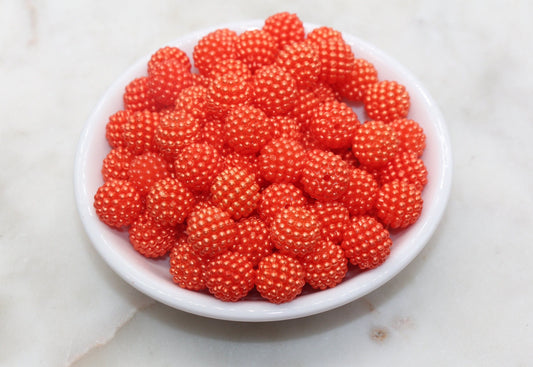 12mm Orange Berry Beads, Acrylic Beads, Round Acrylic Loose Beads, Bubblegum Beads, Chunky Beads, Beads for Bracelet #2987