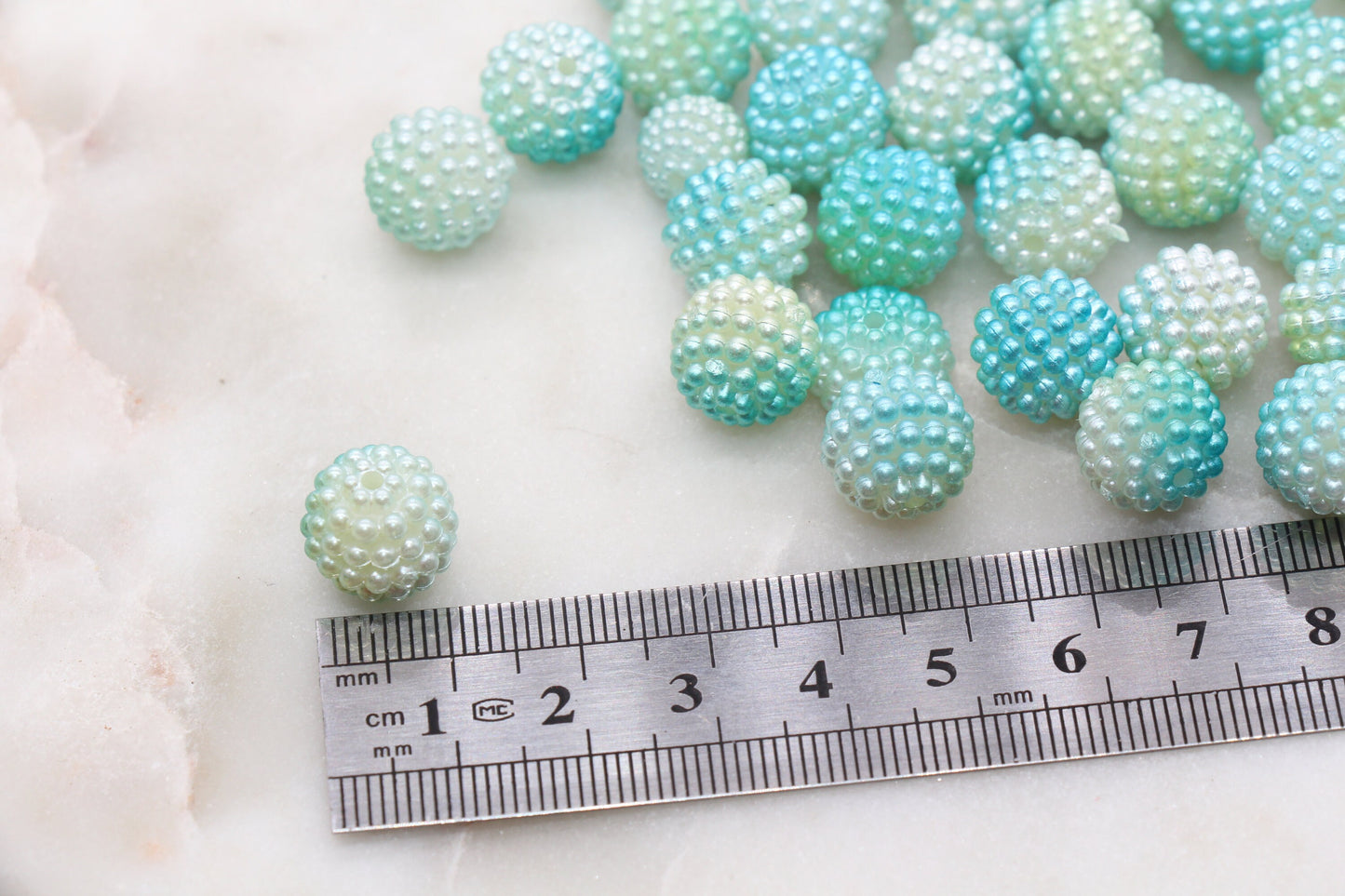 12mm Blue and Green Ombre Berry Beads, Imitation Pearl Acrylic Beads, Pearly Round Acrylic Loose Beads, Bubblegum Beads, Chunky Beads #3001