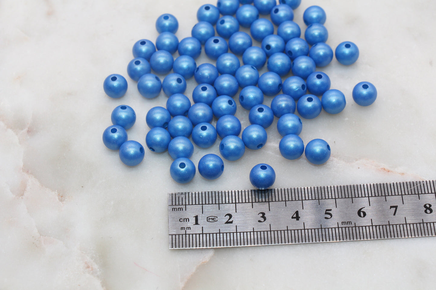 8mm Royal Blue Shimmer Gumball Beads, Round Acrylic Loose Beads, Bubblegum Beads, Chunky Beads, Smooth Round Plastic Beads #3028