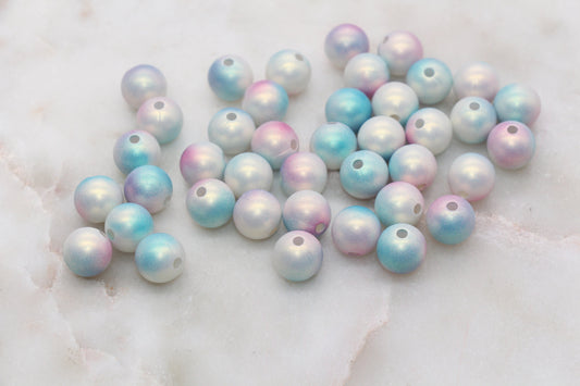 10mm Purple and Blue Ombre Shimmer Gumball Beads, Round Acrylic Loose Beads, Bubblegum Beads, Chunky Beads, Smooth Plastic Beads #3034
