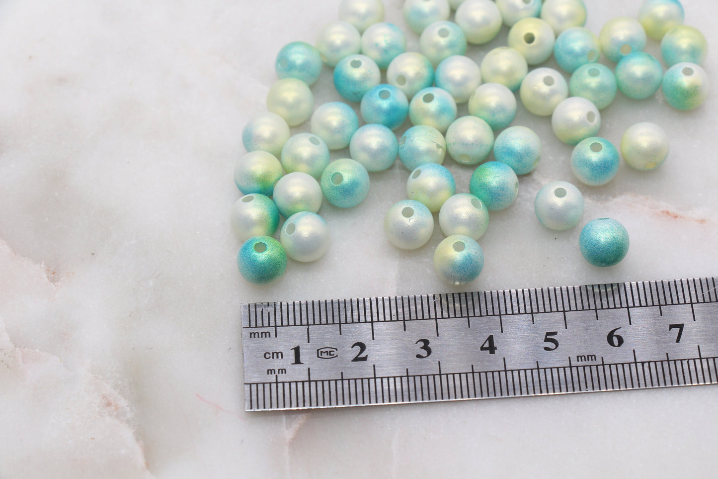 8mm Blue and Green Ombre Shimmer Gumball Beads, Round Acrylic Loose Beads, Bubblegum Beads, Chunky Beads, Smooth Round Plastic Beads #3037