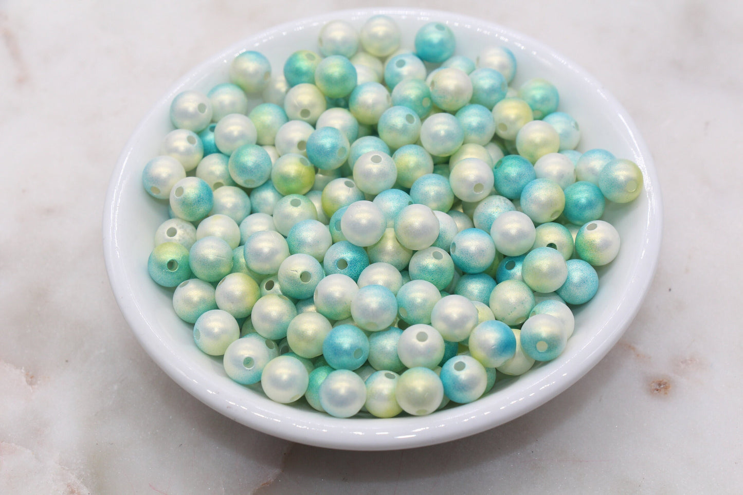 8mm Blue and Green Ombre Shimmer Gumball Beads, Round Acrylic Loose Beads, Bubblegum Beads, Chunky Beads, Smooth Round Plastic Beads #3037