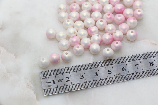 8mm Pink Ombre Shimmer Gumball Beads, Round Acrylic Loose Beads, Bubblegum Beads, Chunky Beads, Smooth Round Plastic Beads #3038