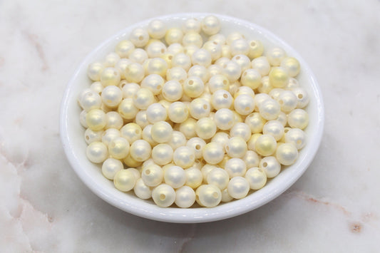 8mm Yellow Ombre Shimmer Gumball Beads, Round Acrylic Loose Beads, Bubblegum Beads, Chunky Beads, Smooth Round Plastic Beads #3039