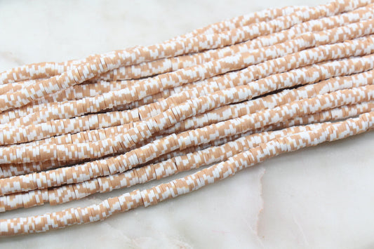 6mm Dotted Speckled Heishi Beads, Dotted Speckled Polymer Clay Disc Beads, African Disc Beads, Vinyl Heishi, Full Strand #151