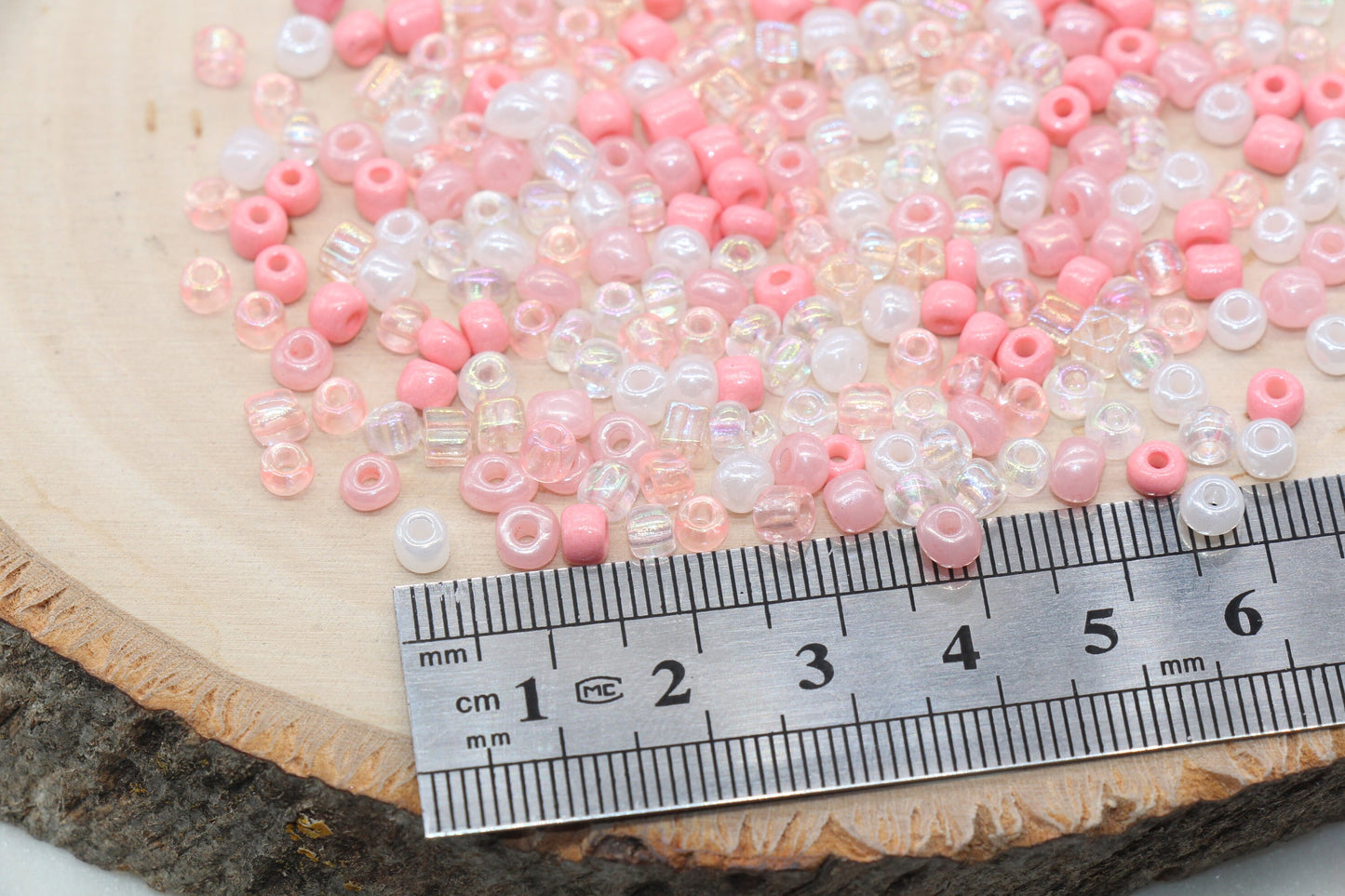 Mix Pink and White Glass Seed Beads, 4mm 6/0 Glass Seed Beads, Multicolor Seed Beads, Rocailles Beads, Beading Supplies, Bracelet Beads#3054