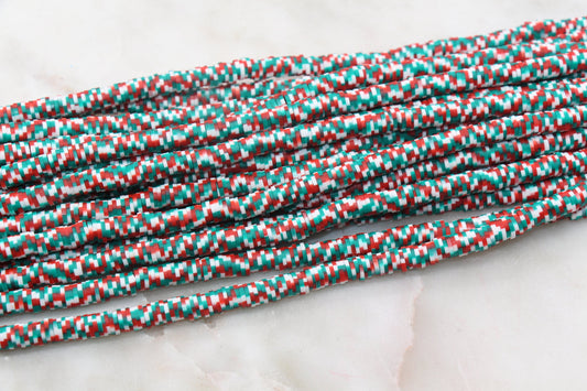 6mm Christmas Speckled Heishi Beads, Red Green and White Mix Polymer Clay Disc Beads, African Disc Beads, Jewelry Beads, Full Strand #622