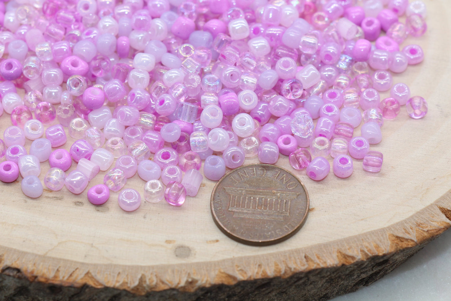 Mix Pink and Purple Glass Seed Beads, 4mm 6/0 Glass Seed Beads, Multicolor Seed Beads, Rocailles Beads, Bracelet Beads #3069