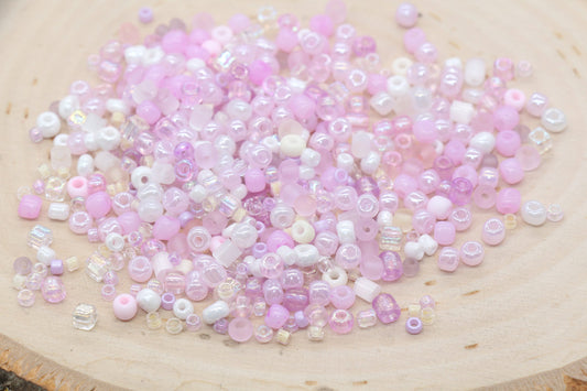 Mix Pink and Purple Glass Seed Beads, 3mm- 4mm Glass Seed Beads, Multicolor Seed Beads, Rocailles Beads, Bracelet Beads #3070