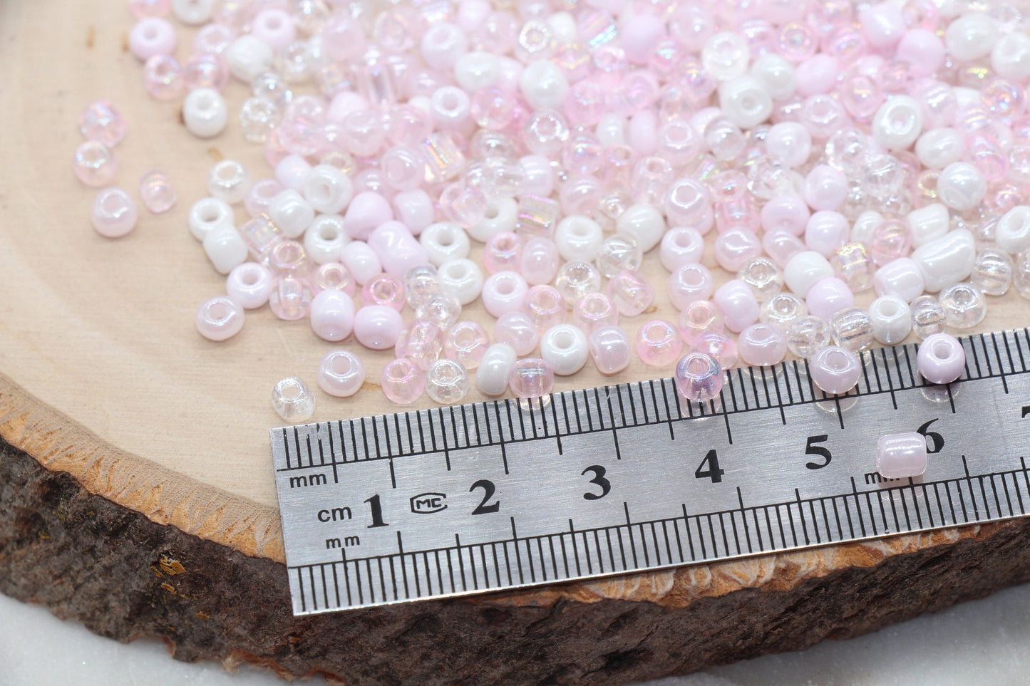 Mix Pink and White Glass Seed Beads, Size 4mm 6/0 Glass Seed Beads, Multicolor Seed Beads, Rocailles Beads, Bracelet Beads #3077