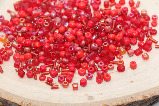 4mm red mix 6/0 glass seed beads for bracelets, beadwork, and jewelry making