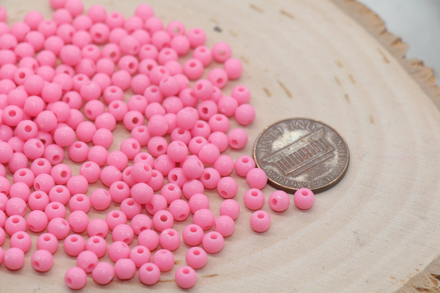 4mm Bubblegum Pink Round Beads, Acrylic Gumball Beads, Round Spacer Beads, Bubblegum Beads, Plastic Round Smooth Bead, Bracelet Beads #980