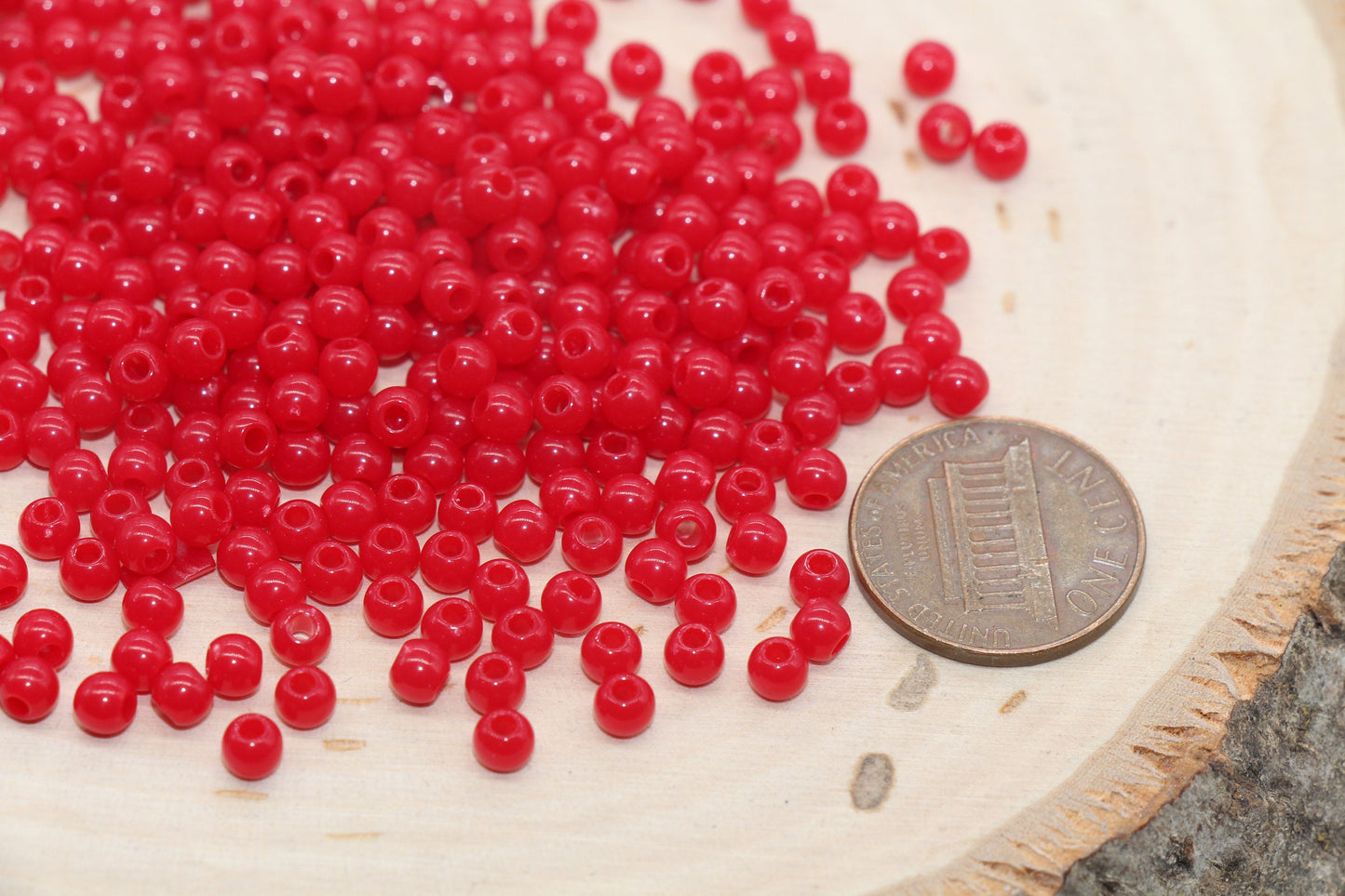 4mm Red Round Beads, Red Acrylic Gumball Beads, Round Spacer Beads, Bubblegum Beads, Plastic Round Smooth Bead, Bracelet Beads #137