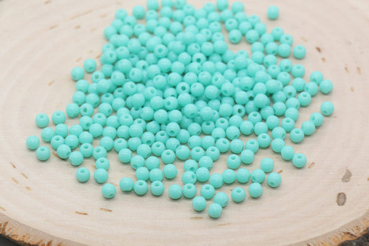 4mm Aqua Green Acrylic Spacer Beads