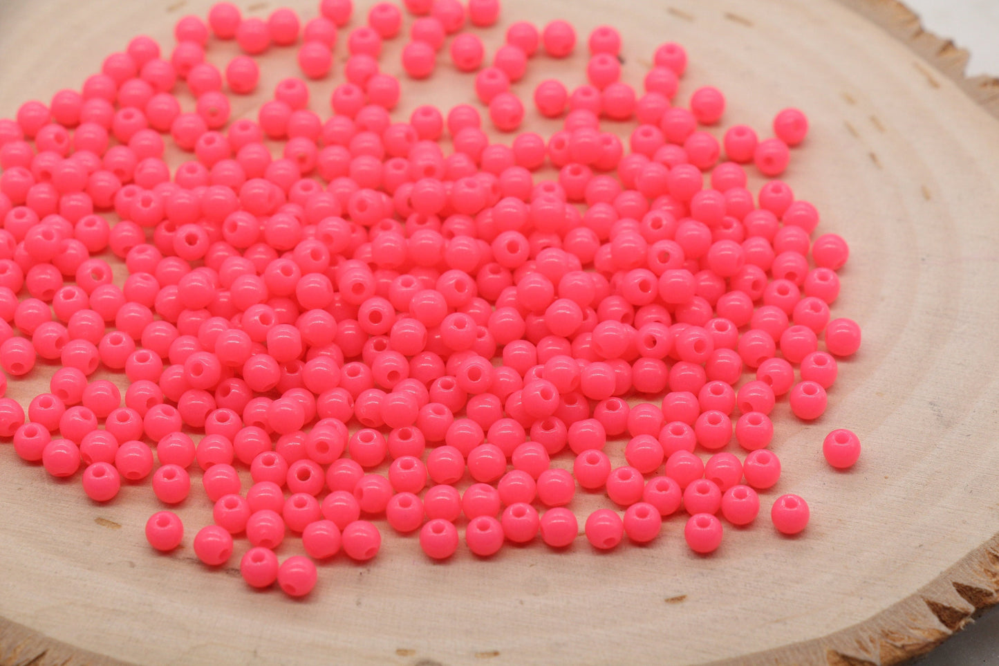 4mm Neon Pink Round Beads, Acrylic Gumball Beads, Round Spacer Beads, Bubblegum Beads, Plastic Round Smooth Bead, Bracelet Beads #712