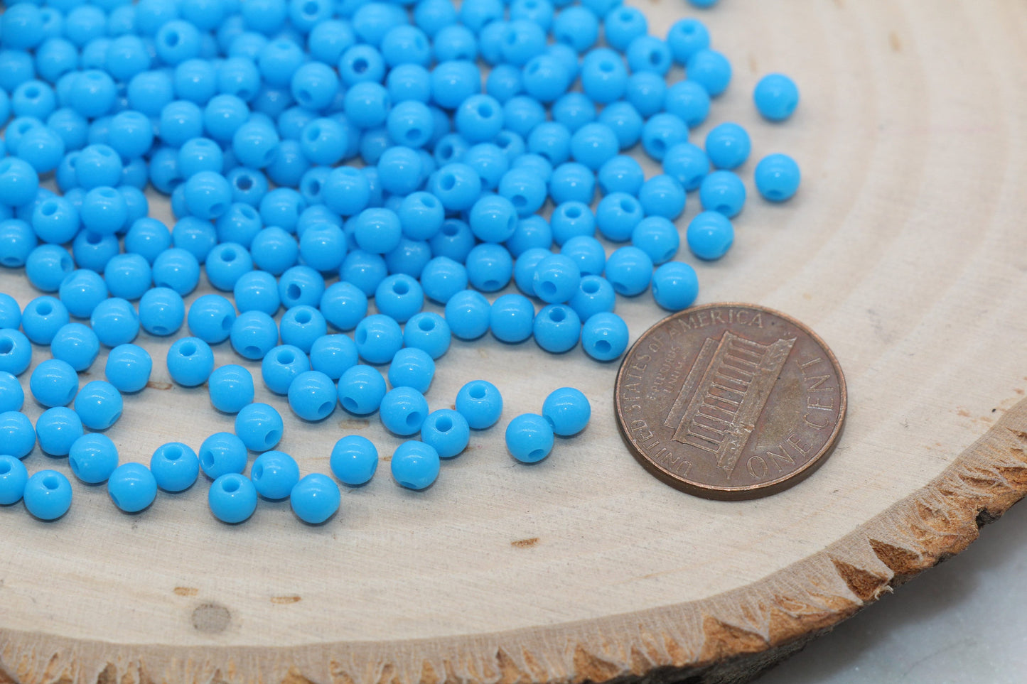 4mm Blue Round Beads, Blue Acrylic Gumball Beads, Round Spacer Beads, Bubblegum Beads, Plastic Round Smooth Bead, Bracelet Beads #1437