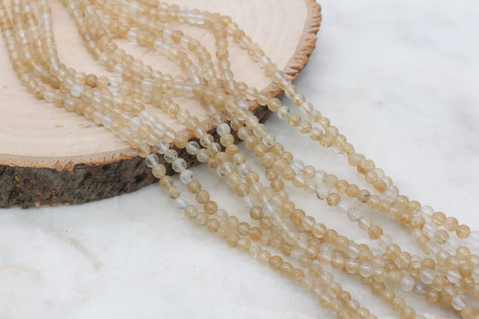 Yellow Cherry Quartz Beads, Smooth Round Quartz Beads, Sizes 4mm 6mm 8mm 10mm 12mm, Full Strand 15.5 inch, #36