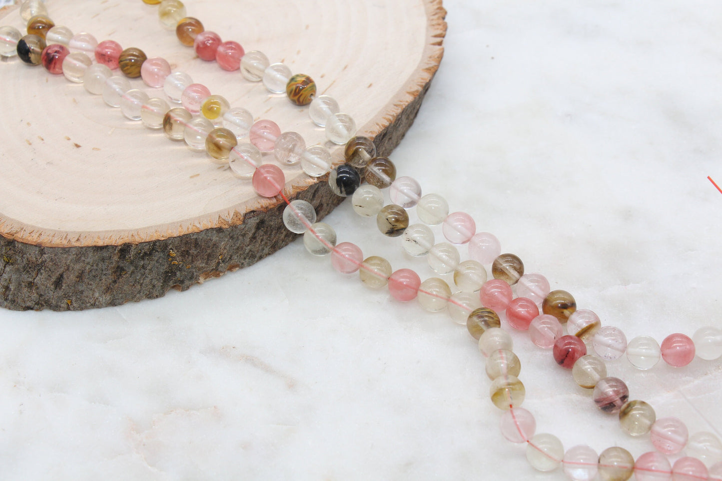Cherry Quartz Beads, Multicolor Quartz Beads, Smooth Round Quartz Beads, Sizes 4mm 6mm 8mm 10mm 12mm, Full Strand 15.5 inch, #91