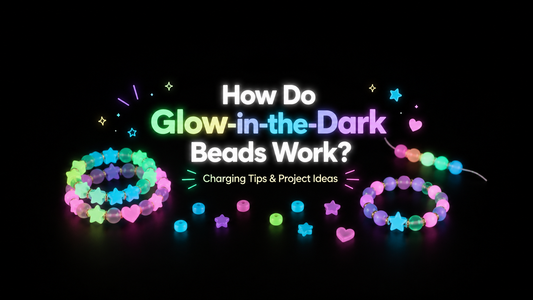 Glow-in-the-dark bead bracelets and loose beads with charging tips and project ideas