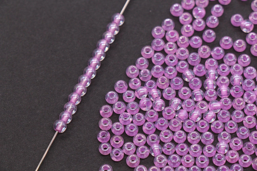 4mm 6/0 purple lined clear lavender glass seed beads for bracelets