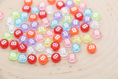 A colorful collection of letter B beads , ideal for crafting bracelets.