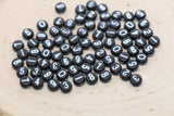 7 mm black round acrylic number beads for bracelets; black number beads