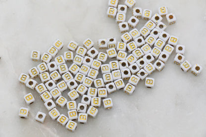 4.8mm Gold Square Letter Beads for Personalized Name Bracelets, Single Letter Beads A-Z