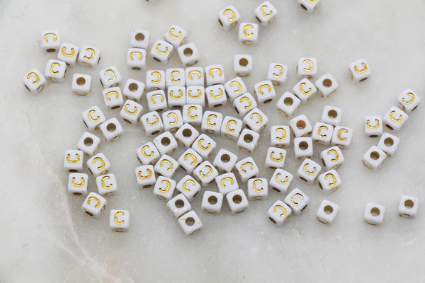 4.8mm Gold Square Letter Beads for Personalized Name Bracelets, Single Letter Beads A-Z