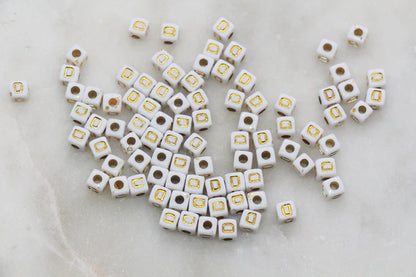 4.8mm Gold Square Letter Beads for Personalized Name Bracelets, Single Letter Beads A-Z