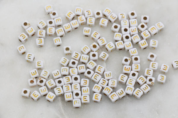 4.8mm Gold Square Letter Beads for Personalized Name Bracelets, Single Letter Beads A-Z