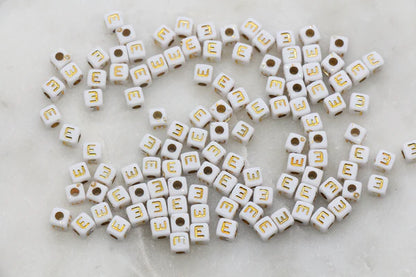 4.8mm Gold Square Letter Beads for Personalized Name Bracelets, Single Letter Beads A-Z