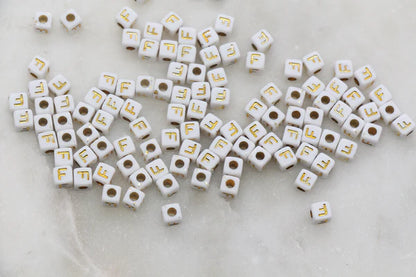 4.8mm Gold Square Letter Beads for Personalized Name Bracelets, Single Letter Beads A-Z