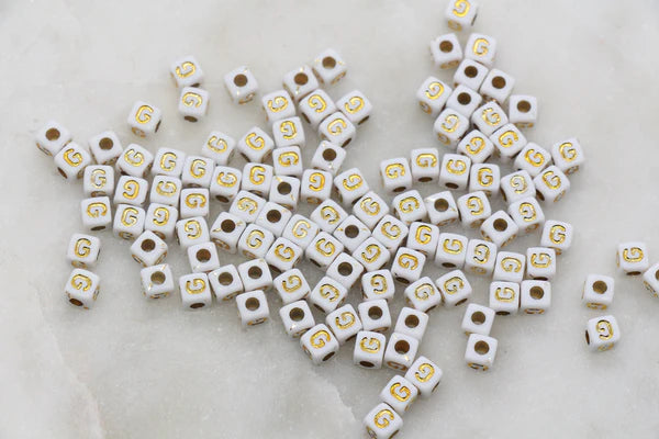 4.8mm Gold Square Letter Beads for Personalized Name Bracelets, Single Letter Beads A-Z