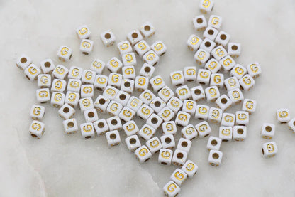4.8mm Gold Square Letter Beads for Personalized Name Bracelets, Single Letter Beads A-Z