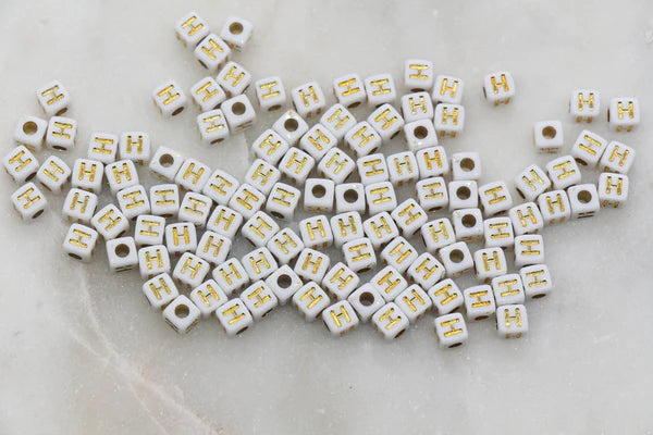4.8mm Gold Square Letter Beads for Personalized Name Bracelets, Single Letter Beads A-Z