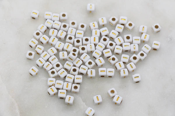 4.8mm Gold Square Letter Beads for Personalized Name Bracelets, Single Letter Beads A-Z