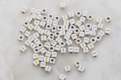 4.8mm Gold Square Letter Beads for Personalized Name Bracelets, Single Letter Beads A-Z